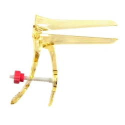 Polymer gynaecological mirror according to Cusco No. 1 (S) gold with central screw fixator single-use sterile sterile