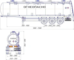 Semitrailer-tanker PC-3-3, type ??3, modification 92295-0000010-08 (without pump). Axial unit AGOS-3-GT7-00.00.000-01.