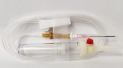 Polymer device for transfusion of blood, blood substitutes and infusion solutions of single use sterile PC 23-0