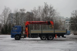 Special purpose vehicle with KMA type hydraulic loading crane on the basis of KAMAZ 65117 and its modifications 64K02N-U4