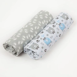 Baby swaddle (sheet) made of cotton printed, smoothly dyed, bleached fabric, "Soft Sleep" TM
