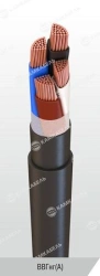 Power cable with copper conductors insulated with cross-linked polyethylene for voltage 3 kV of mark VVGng(A) according to TU 16