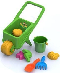 Sand Set No. 18 (wheelbarrow, rake, bucket, sea moulds (4 pcs.))