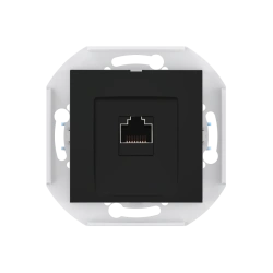 CADUCEUS ALING PRESTIGE Flush-mounted computer socket with Keystone RJ45 8P8C cat.6A FTP module, black (soft touch), art.