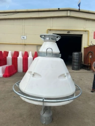 White buoys with odd numbers, type 1, size 4, triangular (multisectional) over-water silhouette