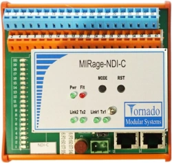 Discrete input device. 20 signals 24 V DC from sensors of "dry contact" type, without galvanic isolation, sensor power supply