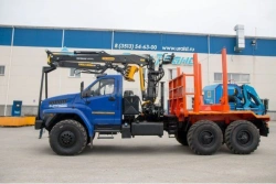 Timber hauler UST brand modification 54538E-03 with CMU: OMTL-70-01, OMTL-120-02, VM10L74 on chassis Ural 55571-6151-70, 55571-6