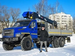 Special purpose vehicle with hydraulic loading crane of MKMA type on the base of URAL 4320 and its modifications U0K06N-UL