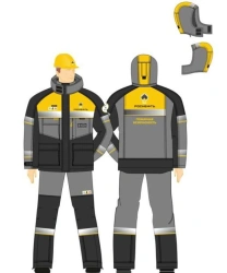 Men's suit for protection against low and elevated temperatures, OPZ and mechanical influences, against static element influence