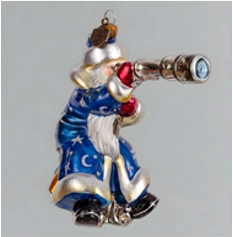 Handmade glass Christmas tree toy "Father Frost with telescope"