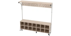 Floor coat rack with drawer for 14 places 1650x370x1600mm (WxHxH)