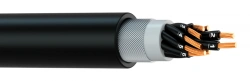Installation cable not emitting corrosive - active gaseous products in case of combustion and smouldering, with steel wires armo