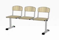 Chair section four-section type II 4g (back and seat made of plywood, without lectern, seat does not recline)