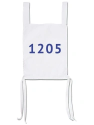 Sports (starting) number made of synthetic fabrics with application