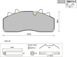 Disc pad for trucks SAF, DENNIS, DAF, Wabco PAN 19-1 WVA 29159