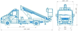 Means of transport equipped with lifts with working platforms R180T, VA180T Velmash-S type AM193 of modification 27193N on bases