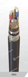 Power cable with aluminium conductors with paper insulation impregnated with viscous or non-flowing composition for voltage of 1