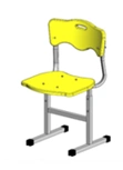 Plastic chair on a metal frame. Perspective