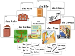 Magnetic poster "My House". Box with a set of cards. (German language)