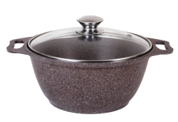 Cast aluminium 2L saucepan (with non-stick coating) TM Kukmara, with glass lid, "Marble Induction" line