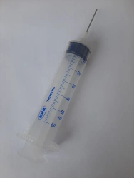Single-use syringe, three-detailed, sterile, with nominal capacity of 50 ml, for syringe pumps according to TU 9398-020.