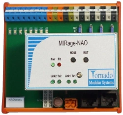 Analogue output and digital I/O unit. 4 output unified current/voltage signals and 8 binary channels