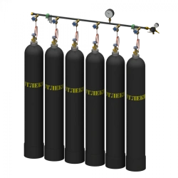 Carbon dioxide discharge frame for six cylinders RRU-6