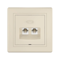 CADUCEUS ALING PRESTIGE Flush-mounted double telephone socket 2xRJ12 6P2C, beige, art. 611.999