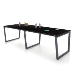 Trapezium table with metal base, article number MB.304.000