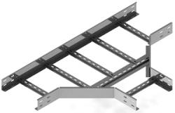 T-branch (tee) of self-supporting cable trunking KTI 000x00 T, with overall dimensions from 150x100 mm to 1000x175 mm, with thic