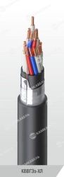 Control cable with copper conductors with insulation and sheathing made of polyvinylchloride plasticate, shielded, in cold-resis