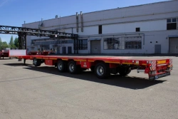 Semitrailer Tverstroymash 993941 modification 0023, variant - straight platform sliding lengthwise with independent steering con