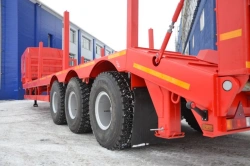 Semitrailer Politrans 94171-060. In design: metal sliding platform with decking, with pneumatic suspension. Axles pr-