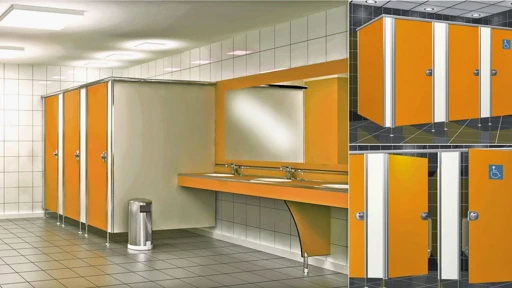 Public Toilet Partition System - HPL Plastic with Steel Frame