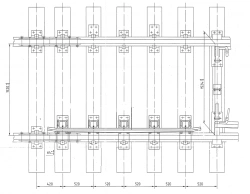 Counter-rail to R65 type arrow of 1/11 grade on reinforced concrete bars of SP895.000 project.