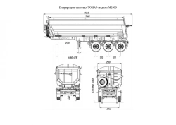 Dump semi-trailer of Tonar 952303 model with axles of TONAR models 90422, 90424, 90431.