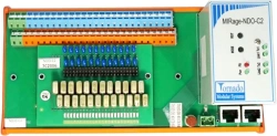 Digital output device. 24 signals up to 0.8 A at 36 V AC or 0.5 A at 48 V DC, group galvanic isolation (MIRage-