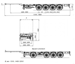 Four-axle container semitrailer AM9454-33S with CEYLAN AS-1210-225-ST-OV axles with load-carrying capacity of 12 tonnes