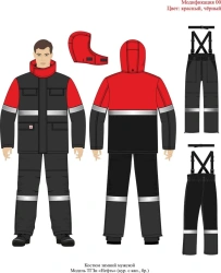Men's suit (jacket, trousers) for protection against short-term exposure to naked flame, thermal radiation, convective t