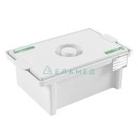 Polymer container (polypropylene) for disinfection and pre-sterilisation treatment of medical devices (with pocket)