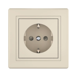 CADUCEUS ALING PRESTIGE flush-mounted earthing socket with blinds with ceramic base 16A, 250V~, beige, art.