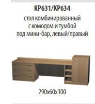 "Credo" Right side table with minibar cabinet and chest of drawers article KR 634