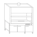 Metal fume cupboard with built-in drawers ??-8(m)