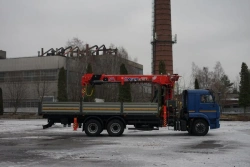 Special purpose vehicle with KMA type hydraulic loading crane on the basis of KAMAZ 65117 and its modifications 64K03N-U6