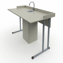 Pupil laboratory table with sides and sanitary ware