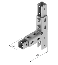 Mounting angle SMA 655, with overall dimensions 46x150 mm, metal thickness 5,0 mm, hot-dip galvanised steel