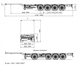 Four-axle container semi-trailer AM9460-33S with CEYLAN AS-1210-225-ST-OV axles with payload capacity 12 tonnes
