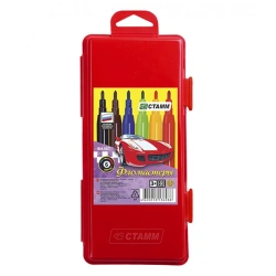 Crayons "Cars", 06 colours, washable, red plastic pencil case, europodweight