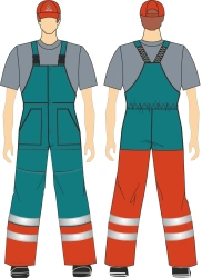 Men's high visibility signal suit (jacket, dungaree) for protection against general industrial pollution made of cotton