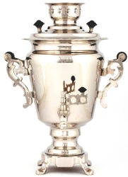 Electric samovar 3 litre conical smooth nickel plating